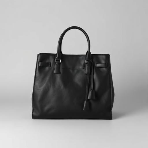 Structured black leather handbag